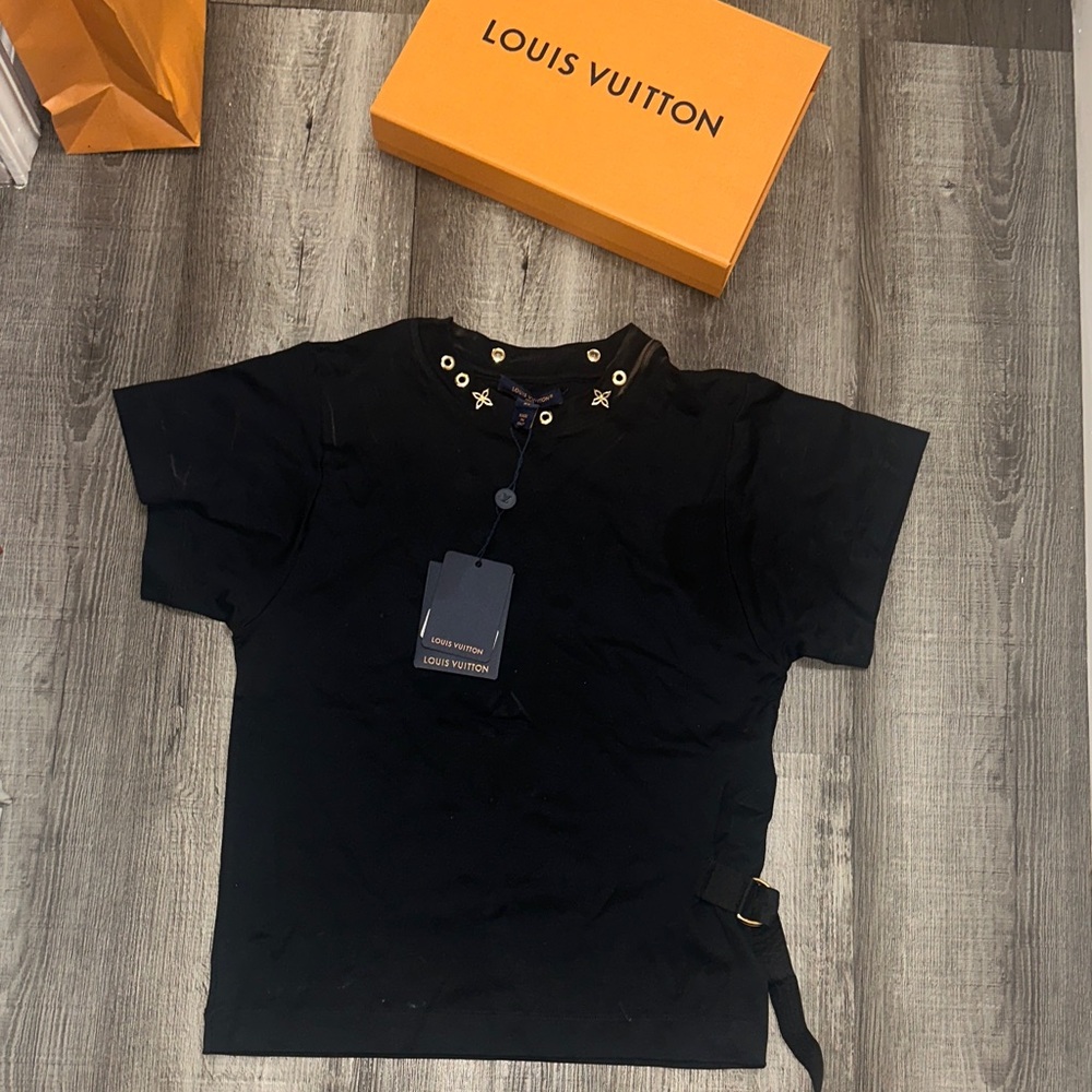 Louis Vuitton Kids Black Tee with Star Accents